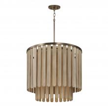 Capital 355651DR - 5-Light Pendant in Dark Brass with Handcrafted Mango Wood in Nordic Grey Stain