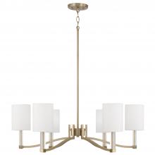 Capital 457061MA-715 - 6-Light Chandelier in Matte Brass with Clear Acrylic Accents and Cylindrical White Fabric Shades